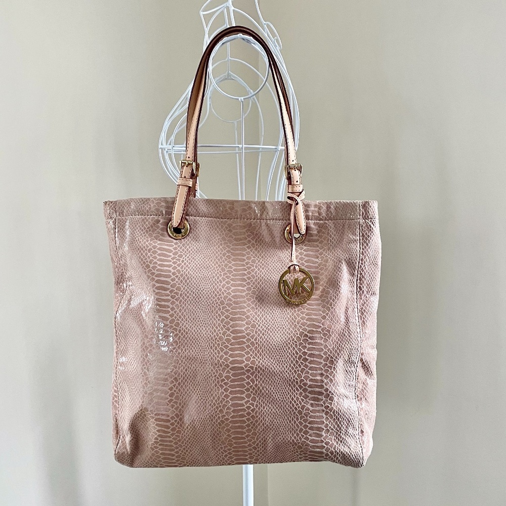 Michael Kors Beautiful Pink & Gold Python Tote - image 1
